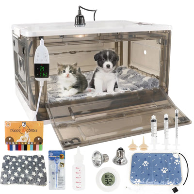 HKDQ Puppy Incubator with Heating - Puppy IncubatorIncubator for Newborn Puppies and KittensKitten IncubatorIncubator for Puppies with Puppy Bed Mat (55L)